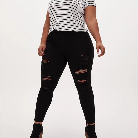 torrid Denim - Torrid Sky High Skinny Jean Black Premium Stretch Hi Rise Plus Size 16 H13372